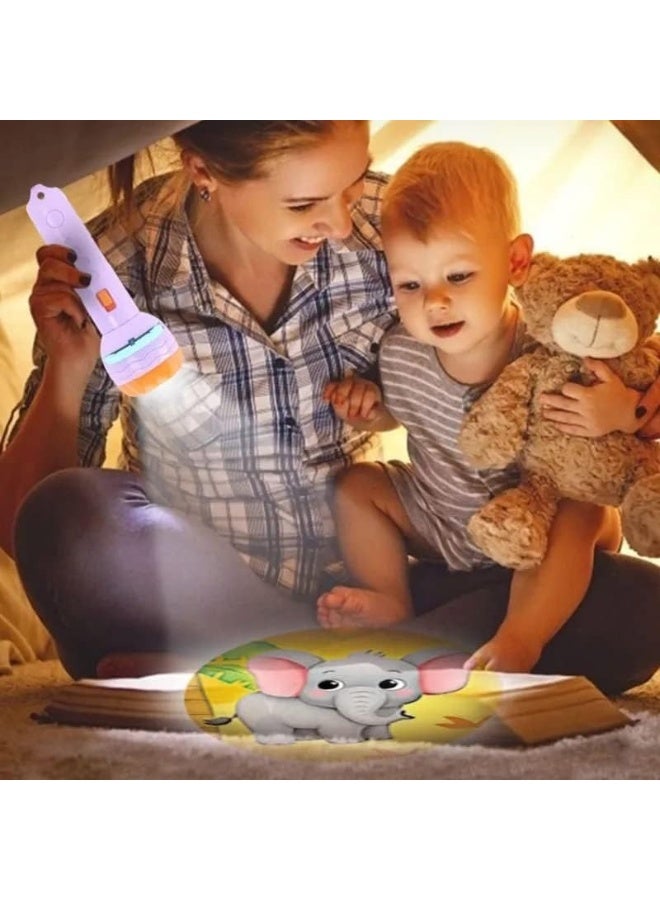 Kids Story Projector Flashlight 2-in-1 – Mini LED Torch with 3 Slide Discs and 24 Image Projections – Educational Bedtime Story Light for Toddlers, Babies & Children, Animal Pattern Storytelling Torch, Portable Learning Toy Gift - Image 2